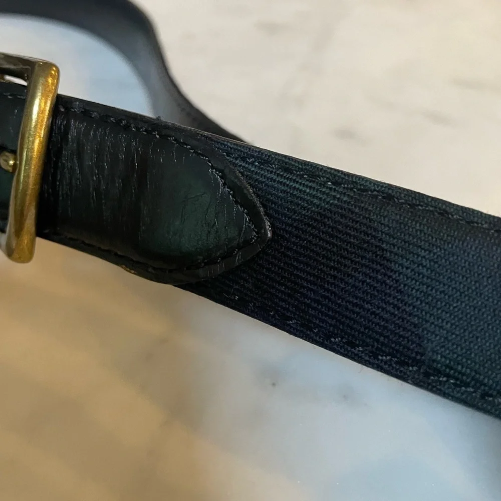 J.CREW Gent’s Size 34 Tartan Adjustable Leather & Wool Belt Green-Navy NWT